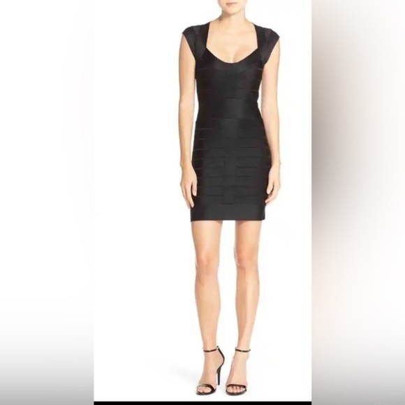 French Connection Women's Black Spotlight Cap-Sleeve Bandage Dress size‎ medium - Picture 4 of 11